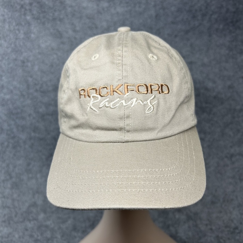 Rockford Racing Child Baseball Hat One Size Tan Embroidered Cotton Twill
